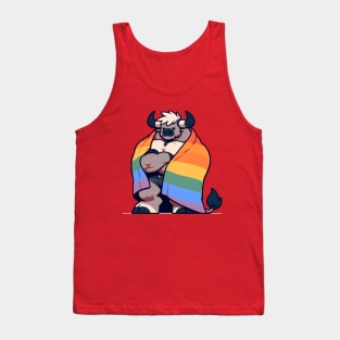 Comfy Womfy Furry Pride Bull LGBTQ Rainbow V2 Tank Top